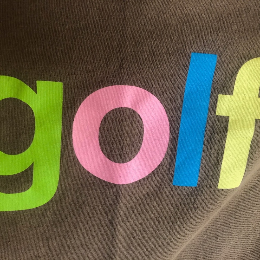 GOLF T Shirt Brown color with colorful text